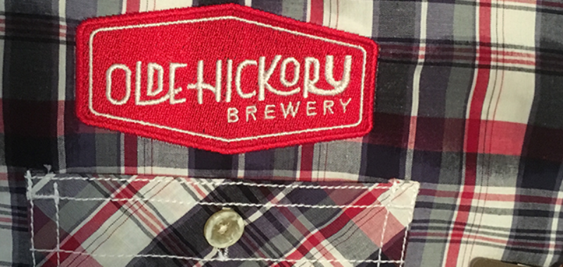 embroidery bluelime grafx produced on shirts for old hickory brewery in hickory north carolina